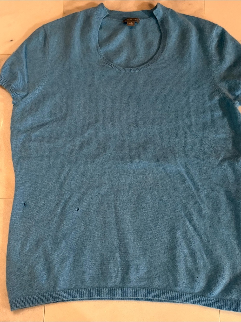 Ann Taylor Short Sleeve Crewneck Tee in Bright Blue